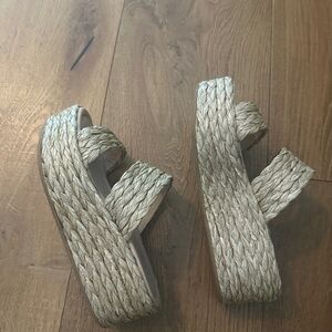 LK Bennett Cream Braided Espadrille Sandals